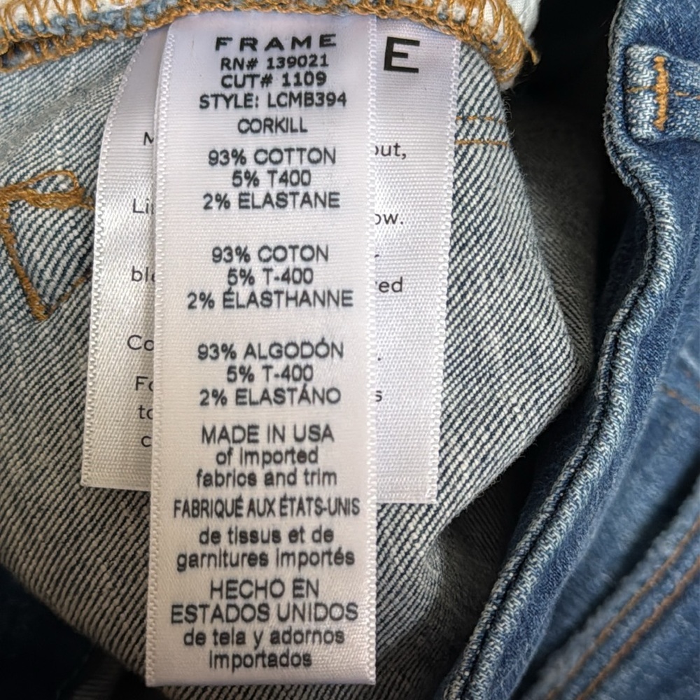 Frame Denim Le Crop Mini Boot Blue Distressed Jeans EUC  Sz 24 - Picture 5 of 7